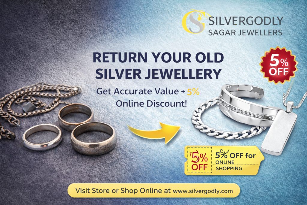 Return old silver jewellery at SilverGodly and get accurate value with 5 percent discount