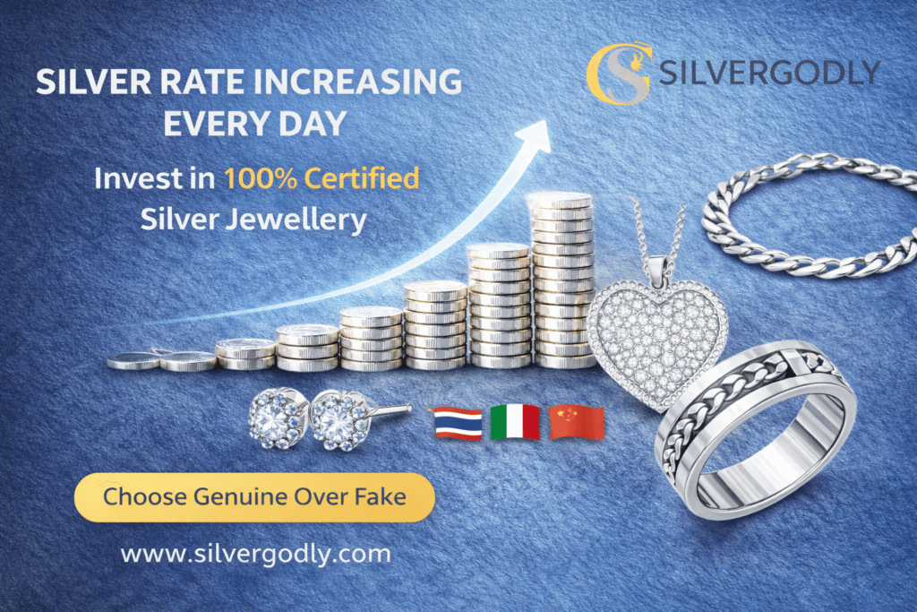 “Silver rate increasing – invest in 100% certified 925 sterling silver jewellery from SilverGodly”